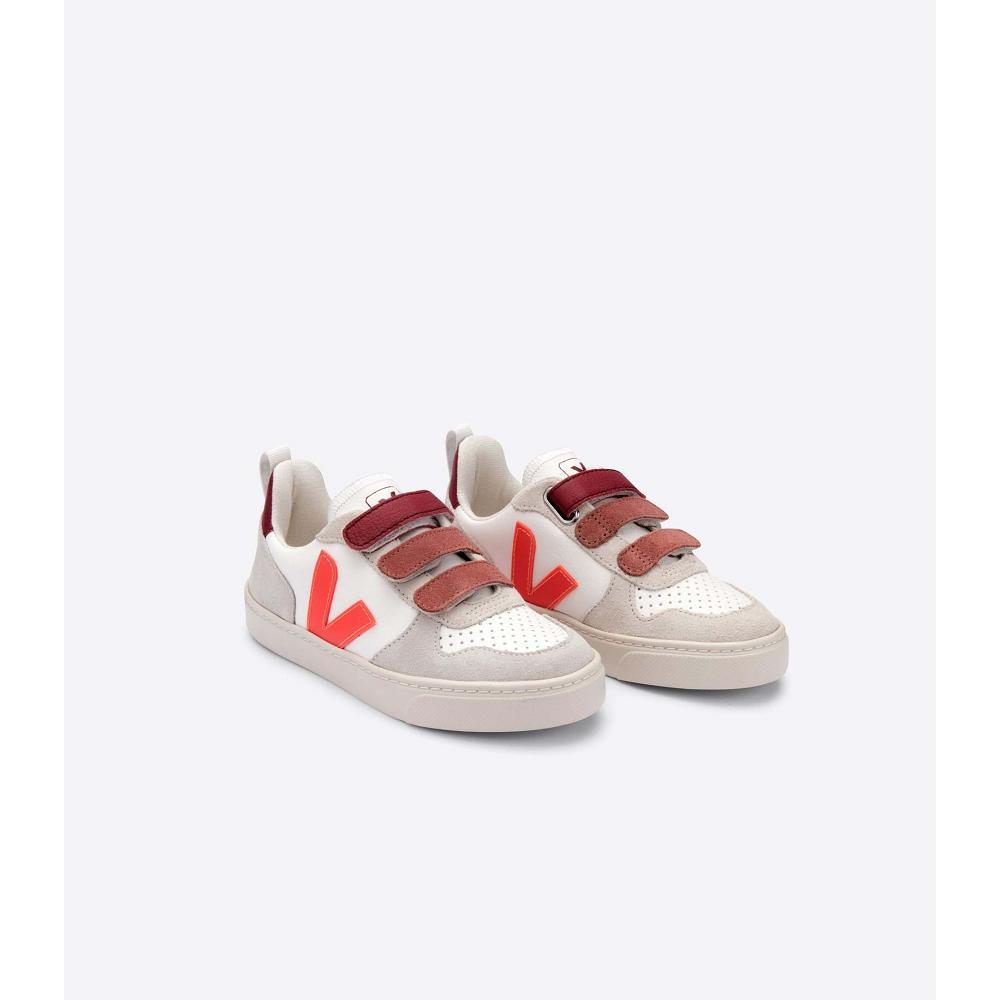 Kids' Veja V-12 BONTON Shoes White/Orange | SG 754DFM